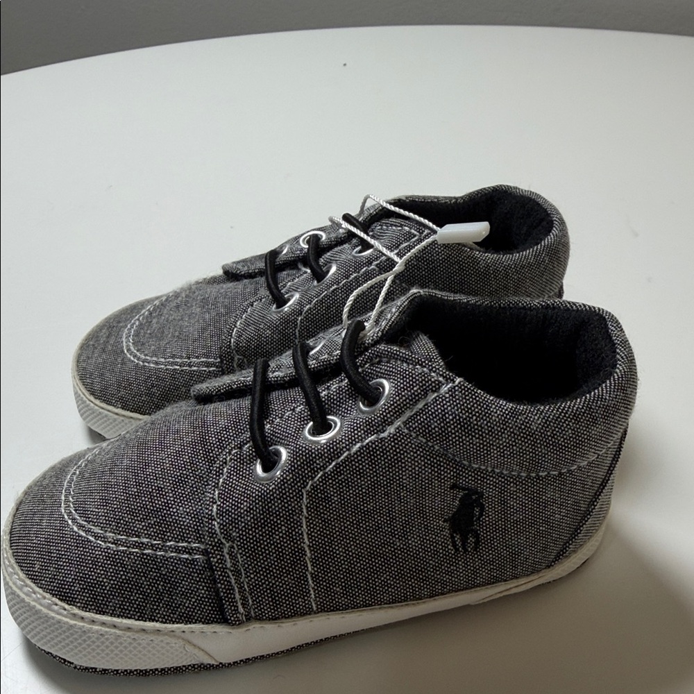 Polo by Ralph Lauren Kids Charcoal Canvas Lace-Up Sneakers - Picture 2 of 4